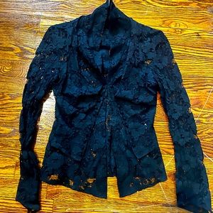 VINTAGE | Yigal Azrouel Lace Buttoned Blouse Faux Vest Sz6